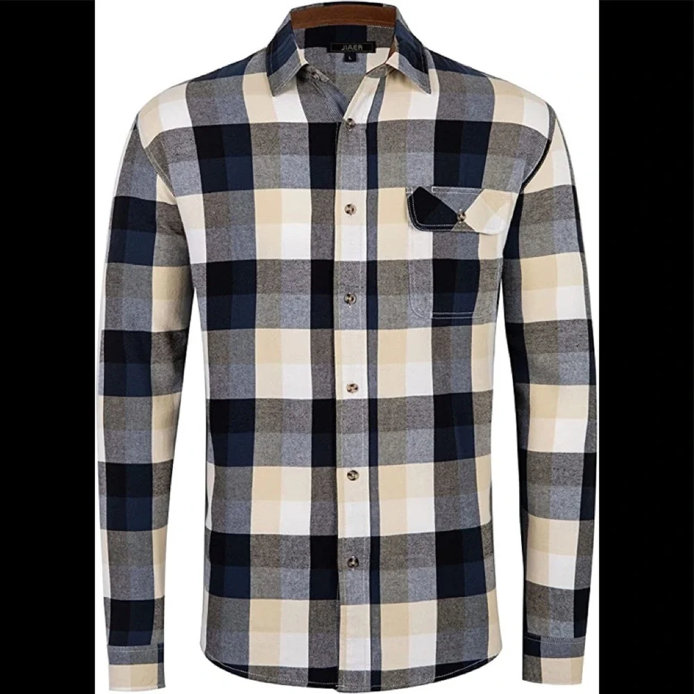 New Mens Flannel Sweater w Tags Plaid Button Closure - Picture 1 of 1